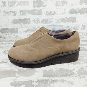 New Clarks Airabell Mid Wedge Tan Suede Slip On Loafers W381